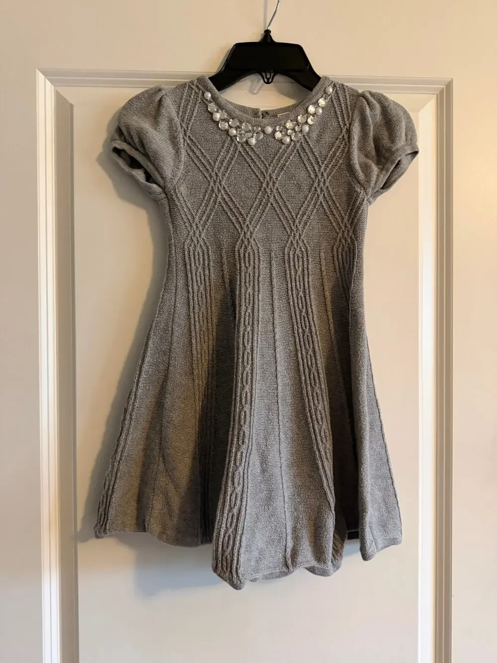 Gymboree Girls Gray Sweater Dress with Rhinestone Detail Size 6